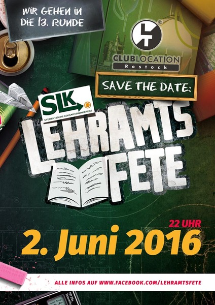 Party Flyer: 13. Lehramtsfete am 02.06.2016 in Rostock