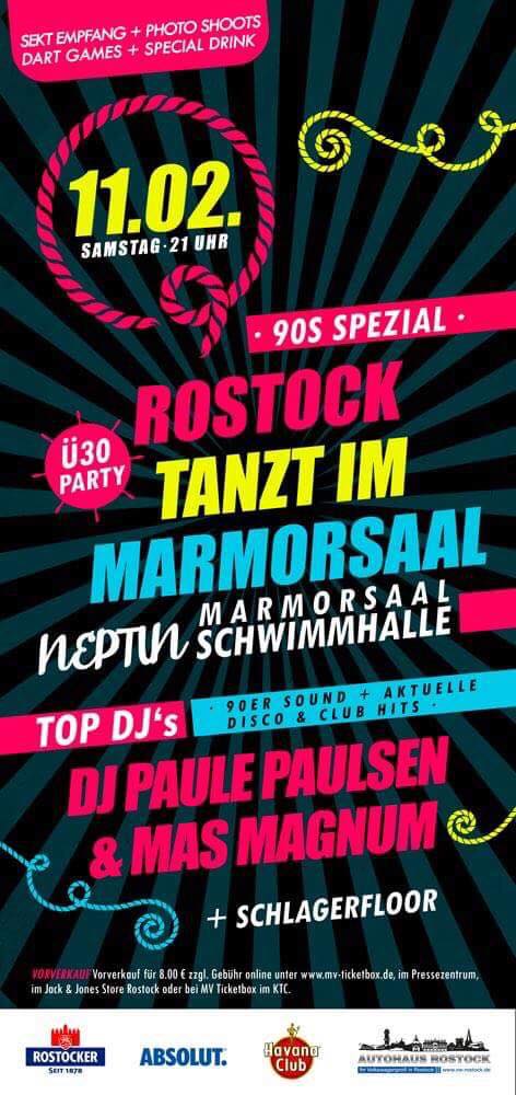 Party Flyer: Rostock tanzt im Marmorsaal -30 - 90s Spezial am 11.02.2017 in Rostock