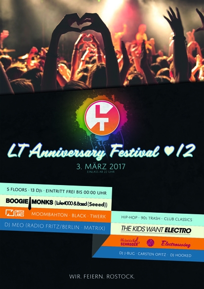 Party Flyer: LT Anniversary Festival | 12 am 03.03.2017 in Rostock