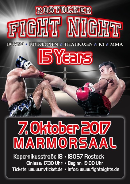 Party Flyer: Rostocker Fight Night - 15 Jahre Fight Night am 07.10.2017 in Rostock