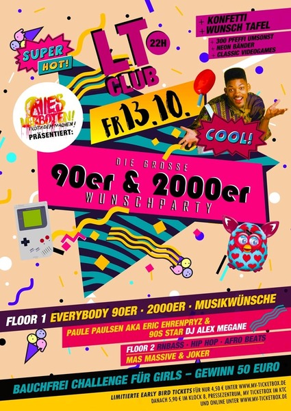 Party Flyer: Die groe 90er & 2000er Wunsch Party  am 13.10.2017 in Rostock
